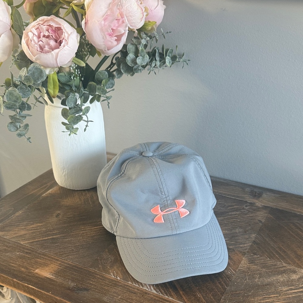 Under Armour Gray Cap with Coral Logo